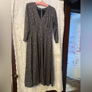 ESHAKTI Fit and Flare copper Metallic Stars Dress (L-12)